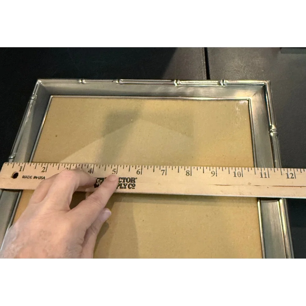 Fetco 8x10 Picture Frame Silver Tone Bamboo Style Home Decor Free Standing